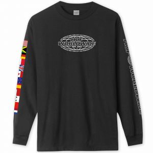מלך המותגים חולצות HUF World Tour Long Sleeve Tee Black BNWT